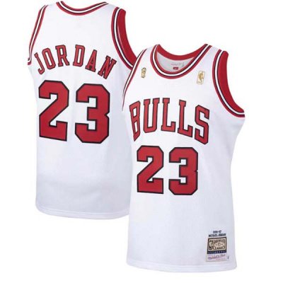 96-97 Chicago Bulls Michael Jordan 23 Mitchell Ness White Hardwood Classics Jersey