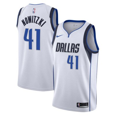 Men\'s Dallas Mavericks White Dirk Nowitzki #41 Swingman Jersey