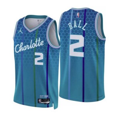 21-22 Charlotte Hornets Ball 2 Nike Blue Swingman NBA Jersey - City Edition