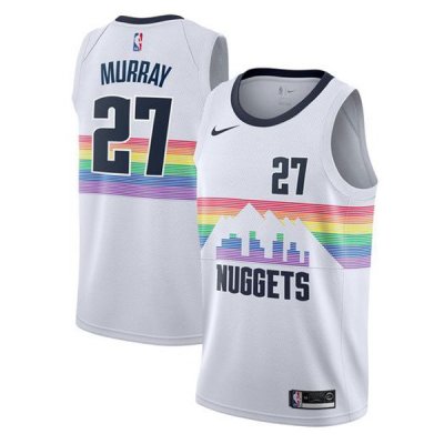 Men\'s Denver Nuggets White Jamal Murray #27 Jersey City Edition