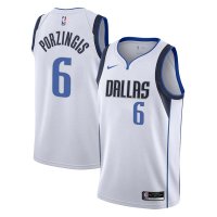 Men‘s Dallas Mavericks White Kristaps Porzingis #6 Jersey