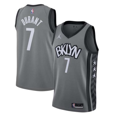 20-21 Brooklyn Nets Jordan Brand Gray Durant 7 Swingman Jersey ...