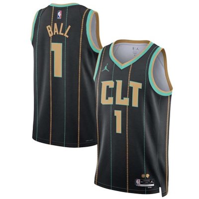 22-23 Charlotte Hornets LaMelo Ball 1 Black Swingman Jersey - City Edition