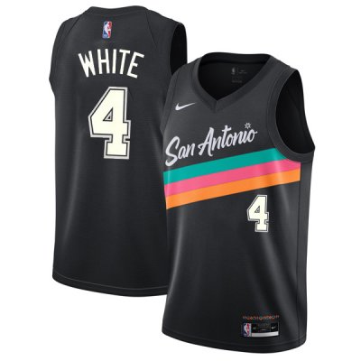 Men’s San Antonio Spurs Derrick White #4 Black Swingman Jersey