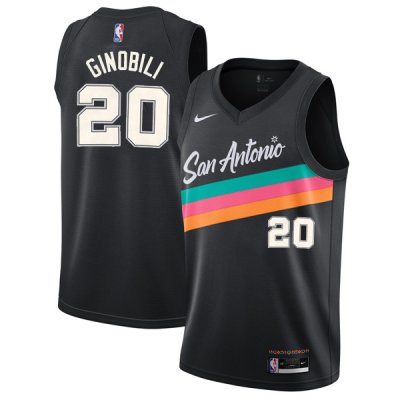 Men‘s San Antonio Spurs Manu Ginobili #20 Black Swingman Jersey